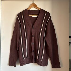 Abercrombie & Fitch Men’s Striped Cardigan in Deep Raisin - Medium